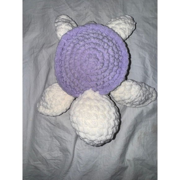 Hand crocheted baby sea turtle white body and lilac purple shell. - Picture 2 of 5